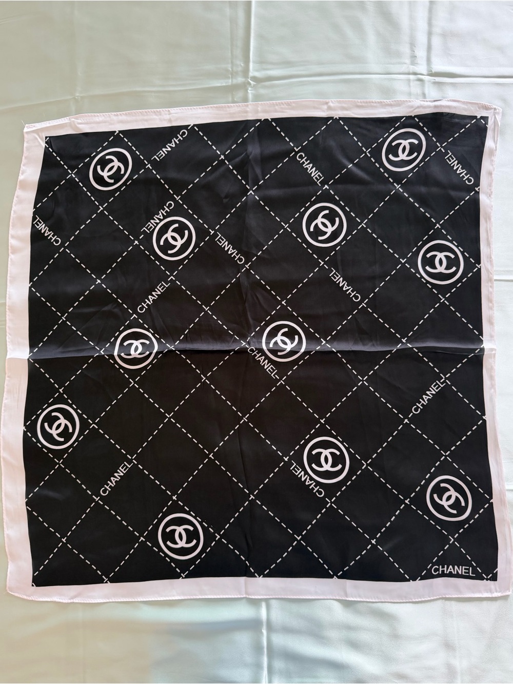 Chanel black white scarf
